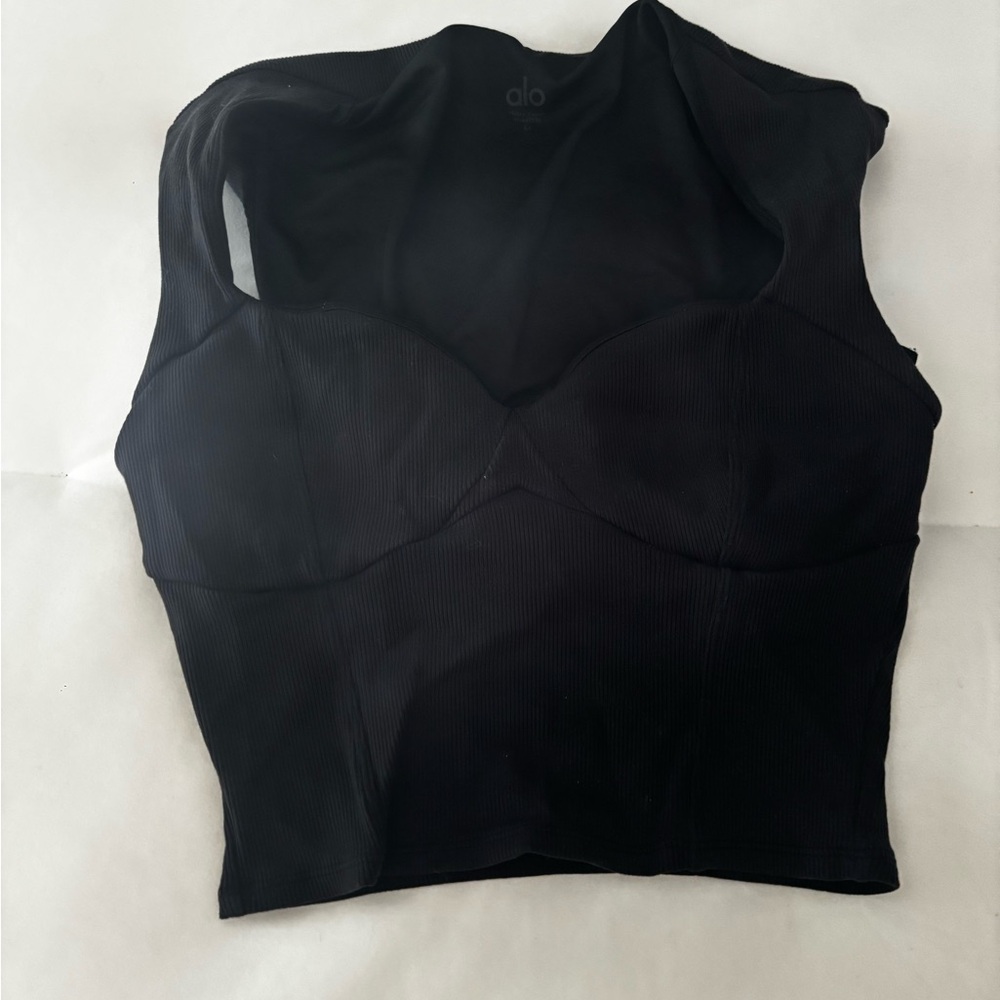 ALO Yoga Black Ribbed Crop Tank